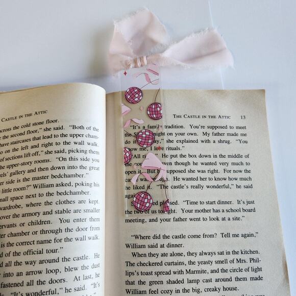 Disco Ball Cherry Print Bookmark Acrylic Pink Cute Coquette Bookish Gift For Her - Picture 2 of 14